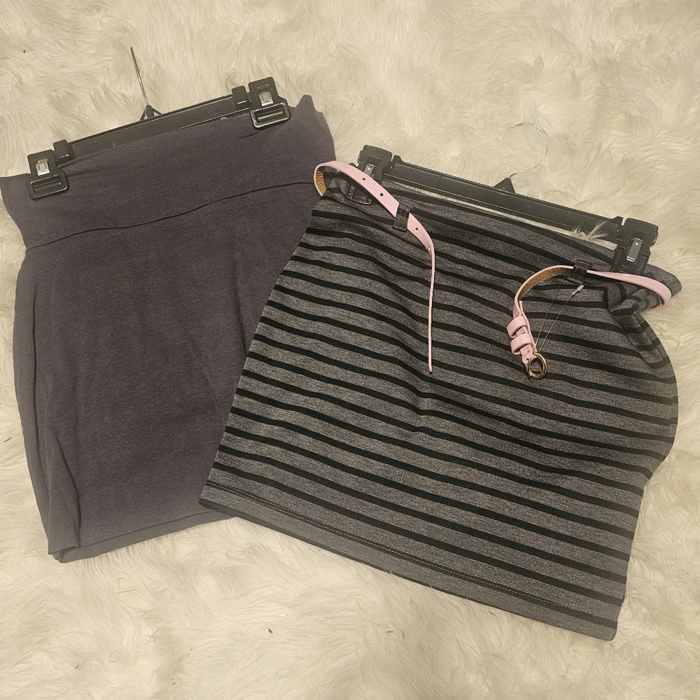 2 - gray stretch skirts